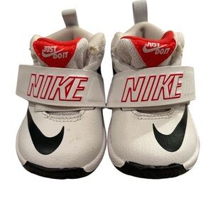 Nike Kids White and Black Sneakers with Red Accents